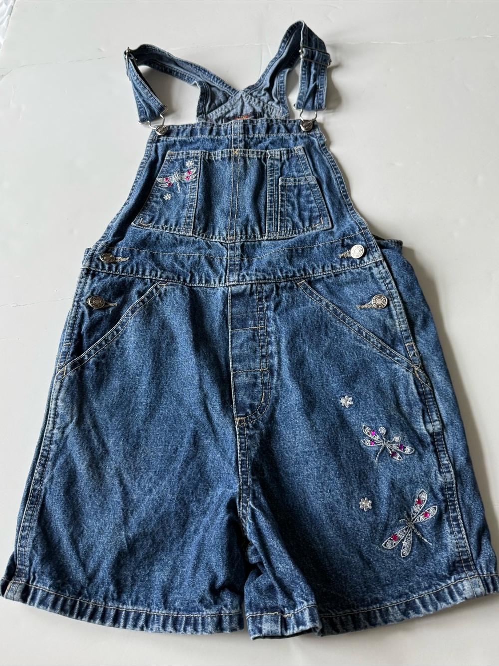 Juniors 7/8 bib overall denim shorts